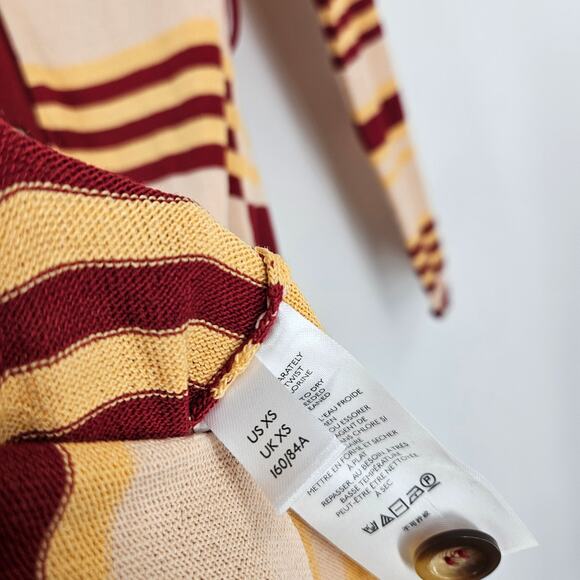 Anthropologie Maeve Sweater Maxi Shirtdress Red Multicolor Striped Button Up XS - Picture 6 of 9